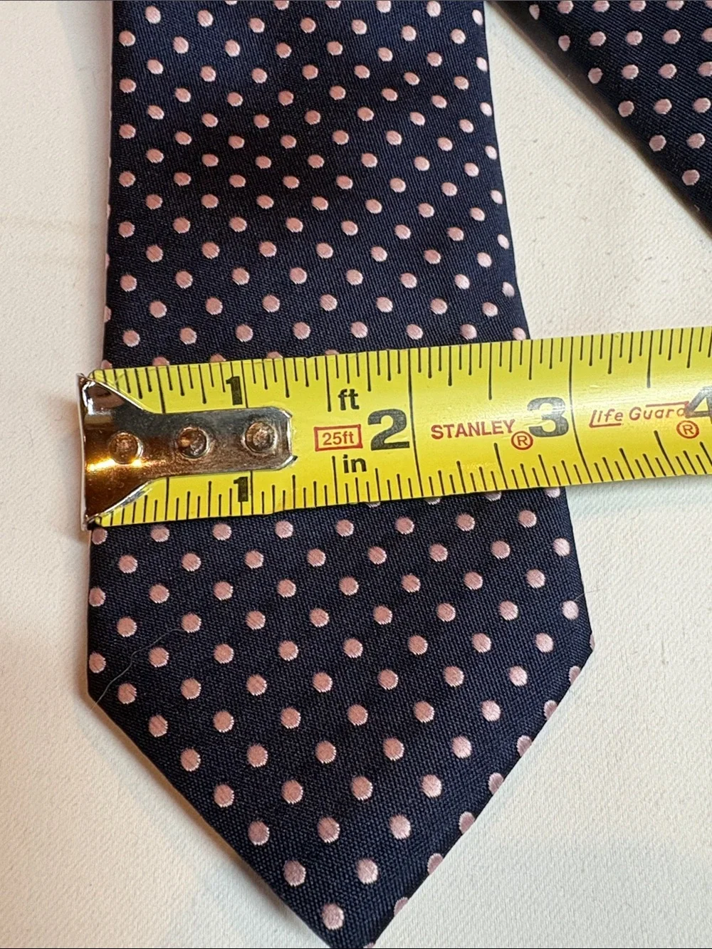 Nick Graham Navy with Pink Polka Dots Poly Tie